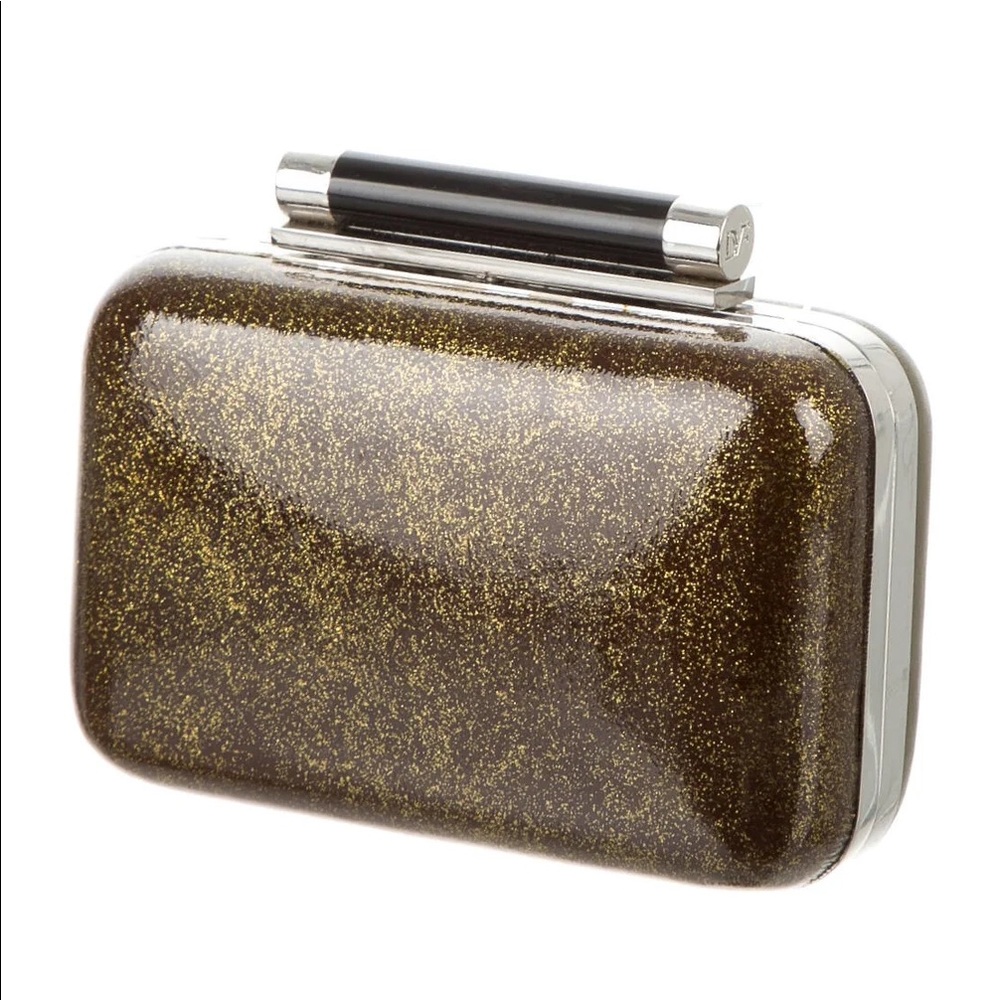 Diane Von Furstenberg Gold Metallic Evening Clutch - Picture 2 of 12
